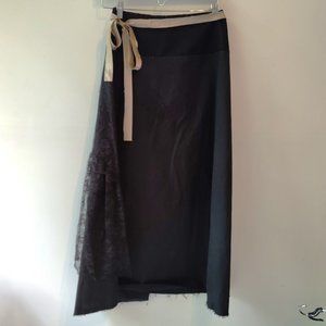 The Maitlands Midi Black Wrap Skirt anthropologie Small